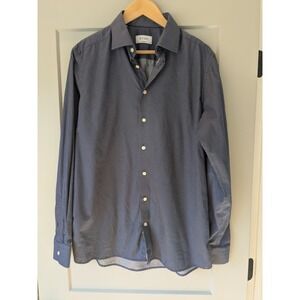 Eton Contemporary Men's Dress Shirt Navy Blue Micro Dot Pattern Size 16.5/42